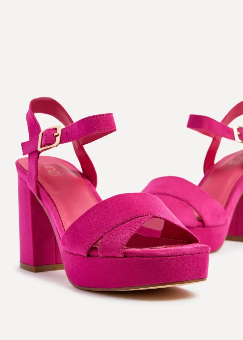 Linzi Verony Fuchsia Faux Suede Platform Block Heel