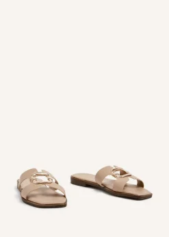 Linzi Vida Mocha Faux Leather Flat Sandal