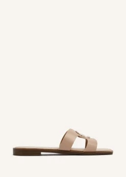 Linzi Vida Mocha Faux Leather Flat Sandal