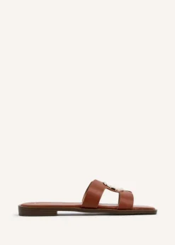Linzi Vida Tan Faux Leather Flat Sandal