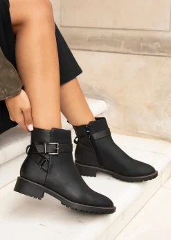 Linzi Watson Black Nubuck Ankle Boot