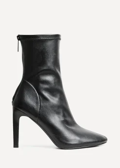 Linzi West Black Faux Leather Pointed Stretch Heeled Ankle Boot