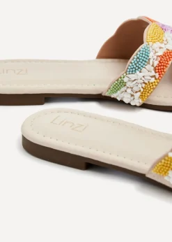 Linzi Zahara Nude Faux Leather Embellished Slider Sandal