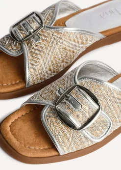 Linzi Zuma Silver Woven Flat Slider Sandal