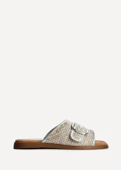 Linzi Zuma Silver Woven Flat Slider Sandal