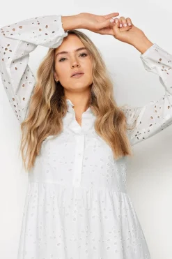 Long Tall Sally White Broderie Anglaise Maxi Shirt Dress