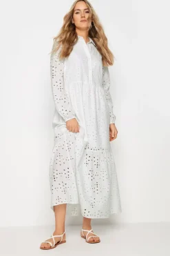 Long Tall Sally White Broderie Anglaise Maxi Shirt Dress