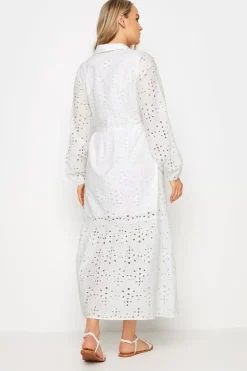 Long Tall Sally White Broderie Anglaise Maxi Shirt Dress