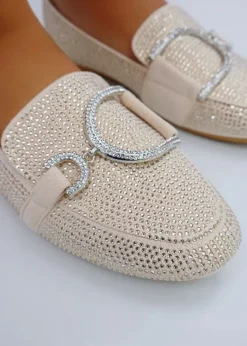 Love Lemonade Beige Crystal Imperial Suede Loafers