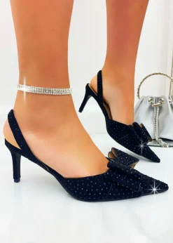 Love Lemonade Black Crystal Glamour Bow Heels