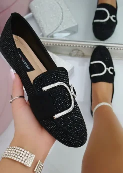 Love Lemonade Black Crystal Imperial Suede Loafers