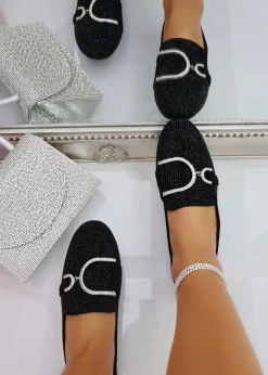 Love Lemonade Black Crystal Imperial Suede Loafers