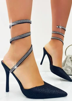 Love Lemonade Black Glitter Wrap Heels
