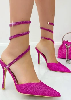 Love Lemonade Hot Pink Glitter Wrap Heels