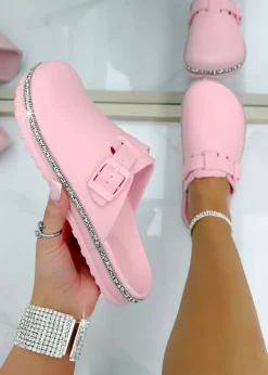 Love Lemonade Pink Crystal Trim Luxe Lightweight Clogs