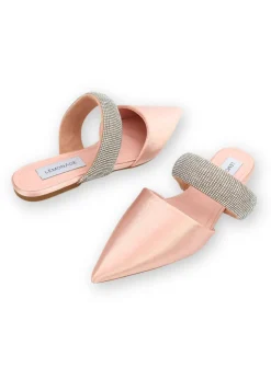 Love Lemonade Pink Crystal Strap Pointed Toe Sliders