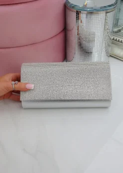 Love Lemonade Silver Crystal Sparkle Clutch Bag
