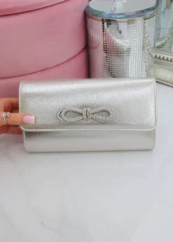 Love Lemonade Silver Crystal Sassy Bow Bag