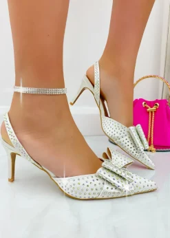 Love Lemonade White Crystal Glamour Bow Heels