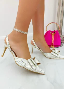 Love Lemonade White Crystal Glamour Bow Heels