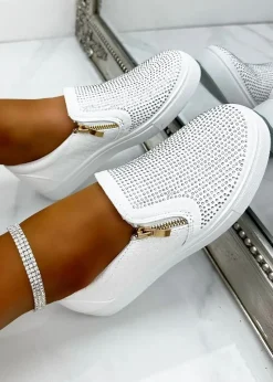 Love Lemonade White Crystal Deluxe Zip Pumps Limited Edition Trainers