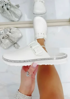 Love Lemonade White Crystal Trim Luxe Lightweight Clogs