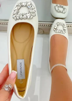 Love Lemonade White Crystal Buckle Dainty Dolly Shoes