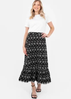Lovedrobe Black Broderie Midaxi Skirt