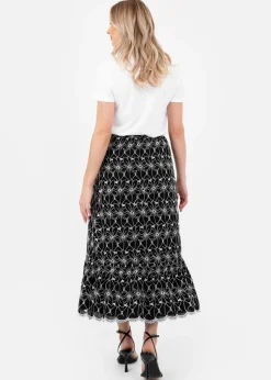Lovedrobe Black Broderie Midaxi Skirt
