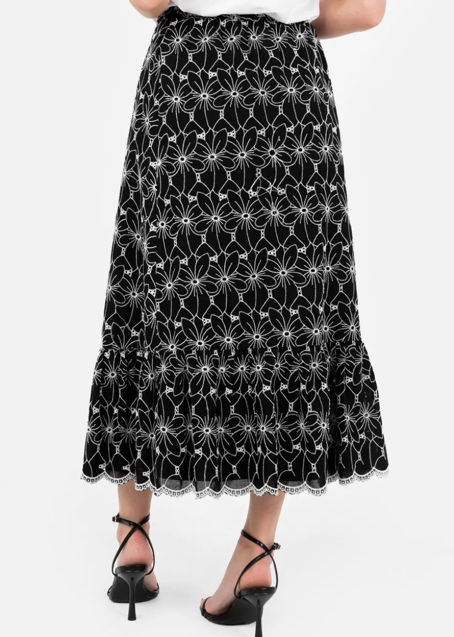 Lovedrobe Black Broderie Midaxi Skirt