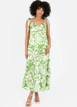 Lovedrobe Floral Tie Shoulder & Ruffle Detail Midaxi Dress