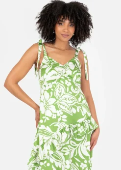 Lovedrobe Floral Tie Shoulder & Ruffle Detail Midaxi Dress