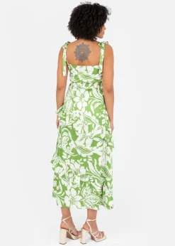 Lovedrobe Floral Tie Shoulder & Ruffle Detail Midaxi Dress