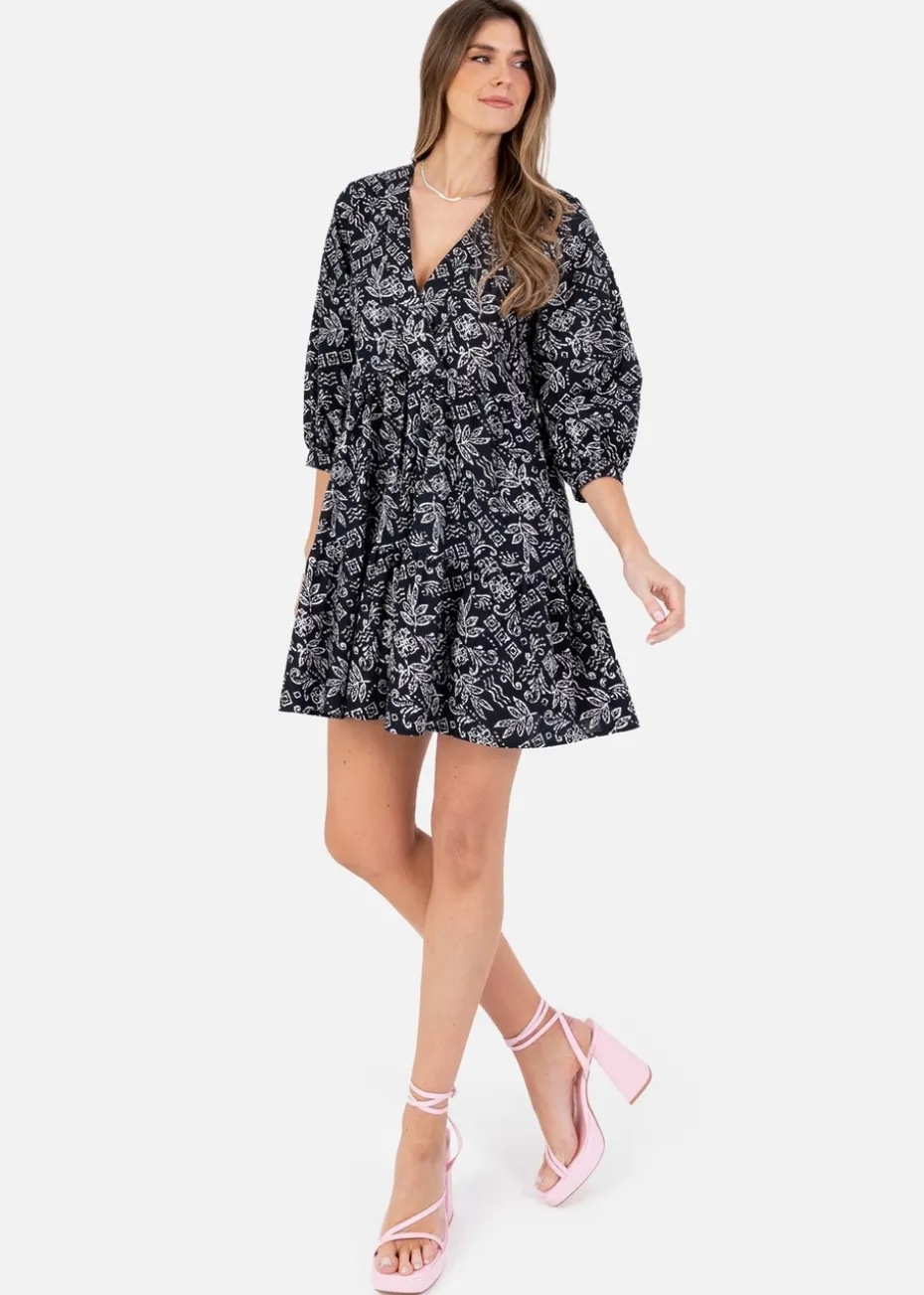 Lovedrobe Monochrome Cotton Mini Smock Dress