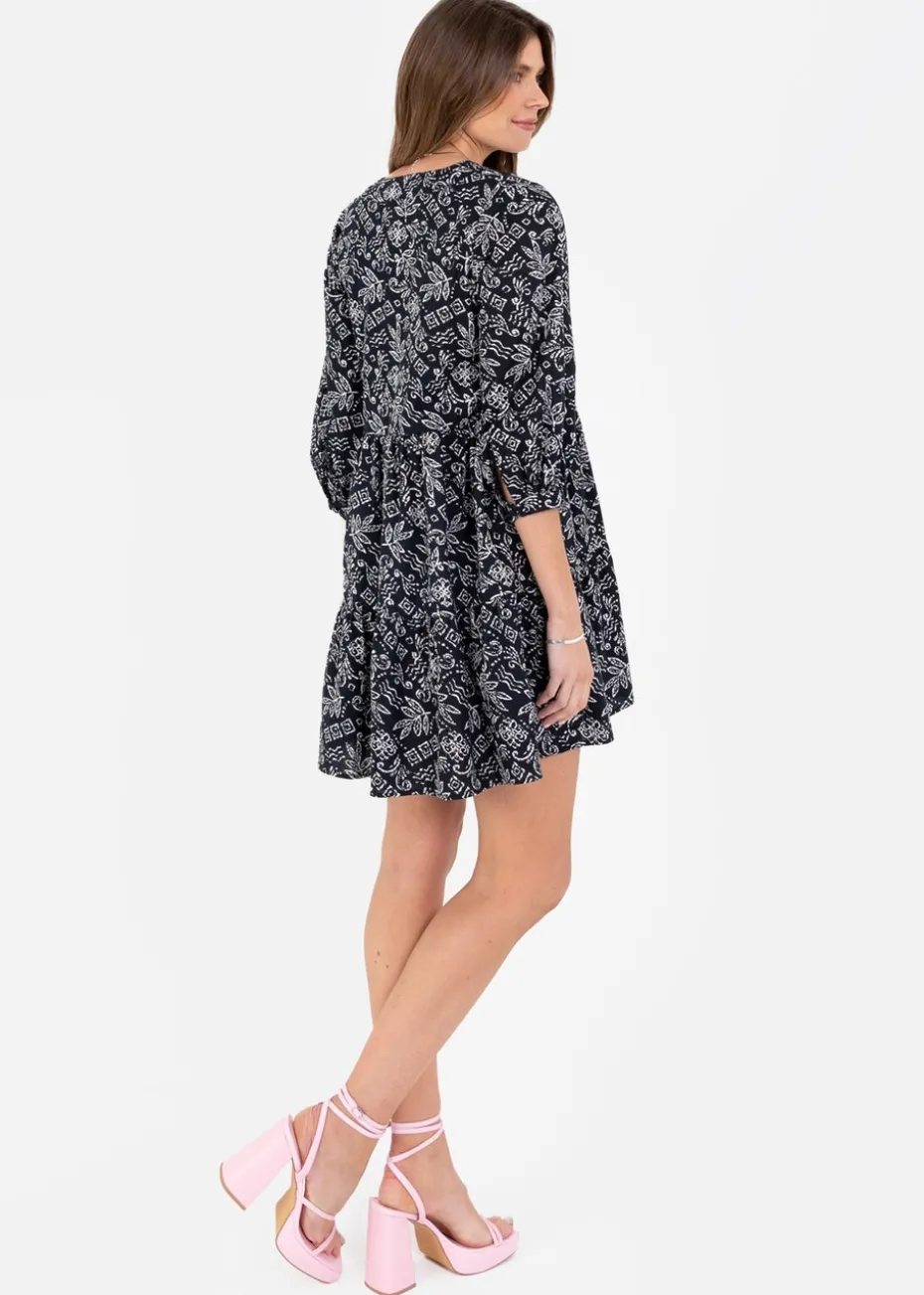 Lovedrobe Monochrome Cotton Mini Smock Dress