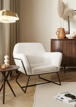 LPD Furniture Charles Armchair Ivory Boucle (765x660x755mm)