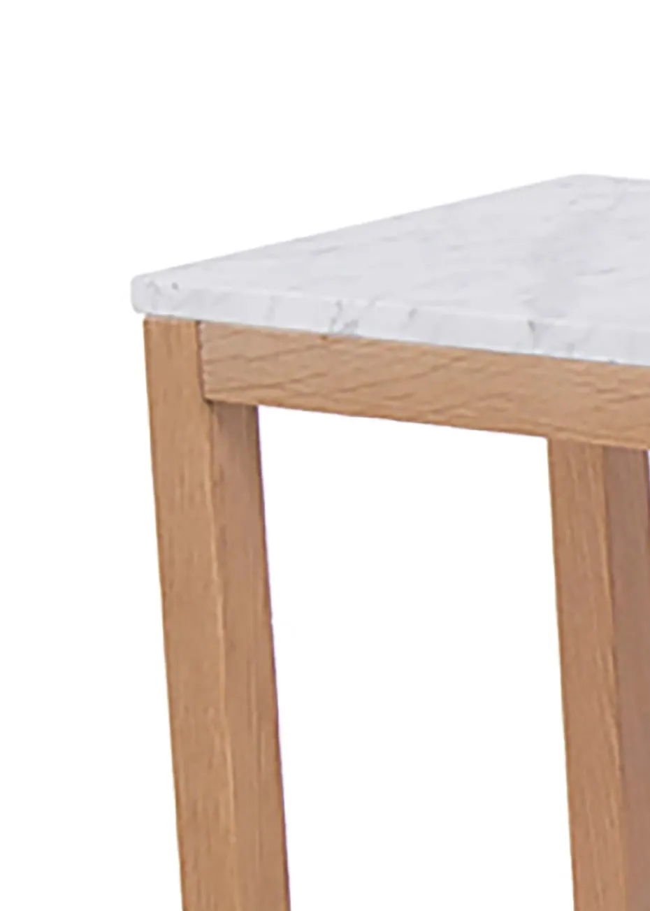 LPD Furniture Harlow Console Table Oak-White Marble Top (750x900x250mm)