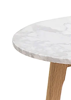 LPD Furniture Harlow Round Nest Of Tables Oak-White Marble Top (450x0x500mm)