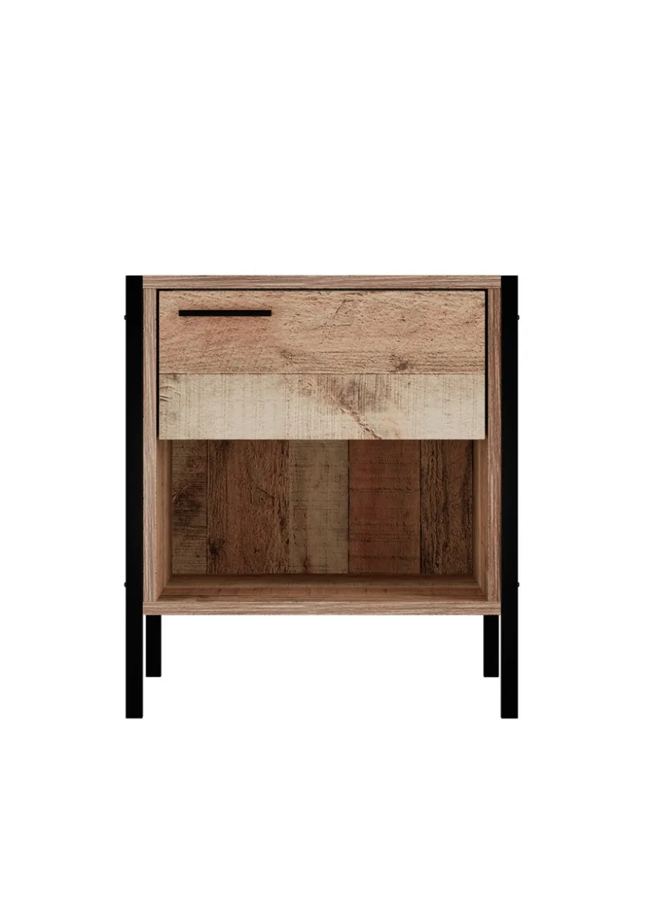 LPD Furniture Hoxton Bedside Cabinet Distressed Oak Effect (500x400x438mm)
