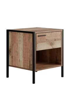 LPD Furniture Hoxton Bedside Cabinet Distressed Oak Effect (500x400x438mm)