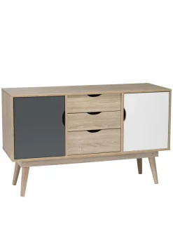 LPD Furniture Scandi Oak 2 Door Sideboard Grey (770x450x1250mm)