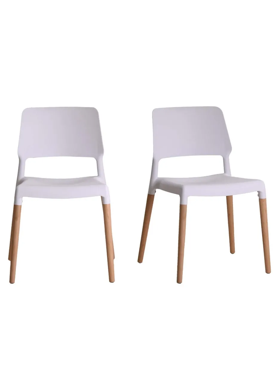 LPD Furniture Set of 2 Riva Chairs White (810x540x550mm)