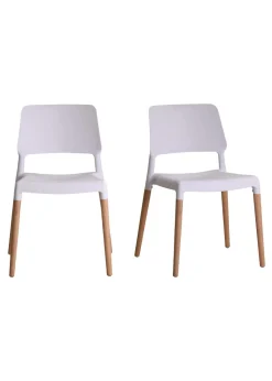 LPD Furniture Set of 2 Riva Chairs White (810x540x550mm)