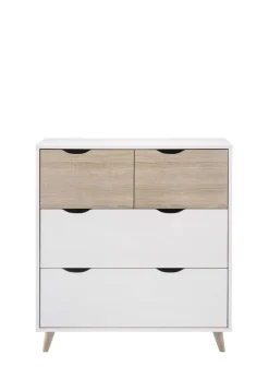 LPD Furniture Stockholm 4 Drawer Chest White-Oak (900x390x820mm)