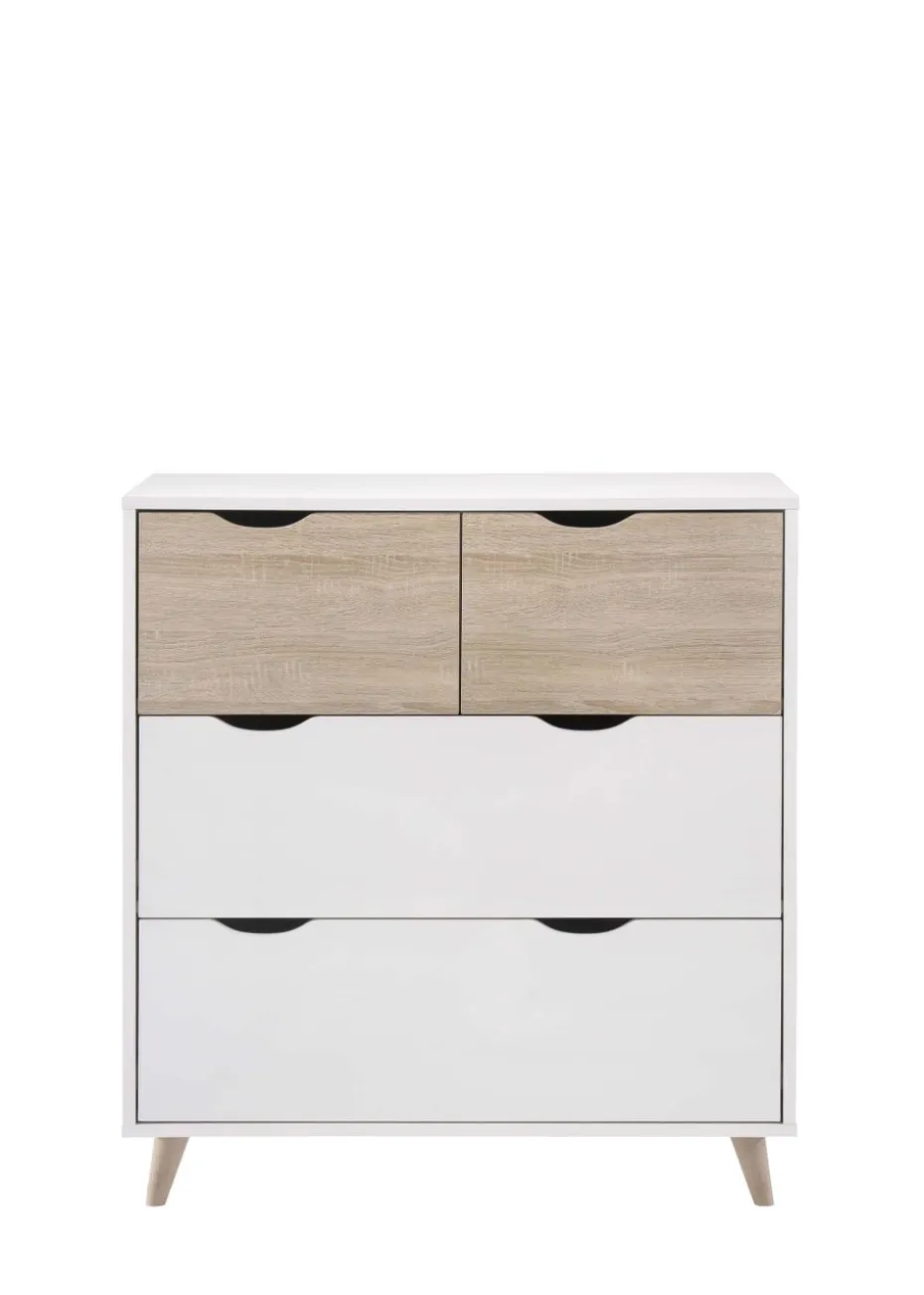 LPD Furniture Stockholm 4 Drawer Chest White-Oak (900x390x820mm)