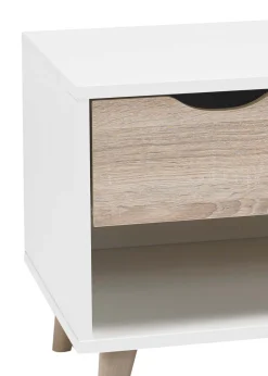 LPD Furniture Stockholm 1 Drawer Bedside White-Oak (400x390x500mm)