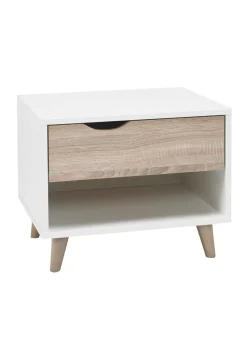 LPD Furniture Stockholm 1 Drawer Bedside White-Oak (400x390x500mm)