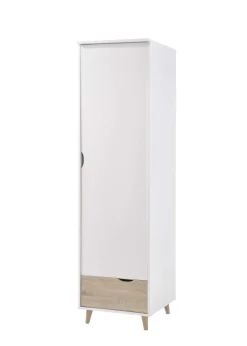 LPD Furniture Stockholm 1 Door Wardrobe White-Oak (1900x580x500mm)