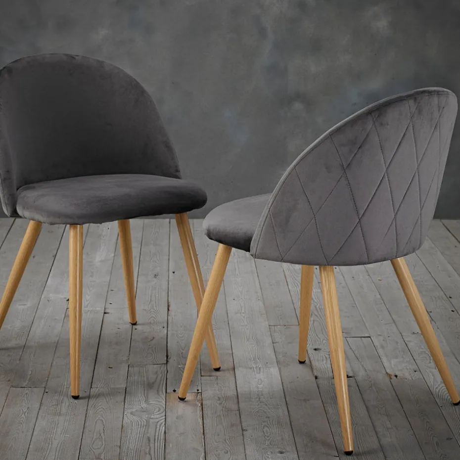 LPD Furniture Venice Set of 2 Dining Chairs Grey (780x550x510mm)