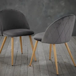 LPD Furniture Venice Set of 2 Dining Chairs Grey (780x550x510mm)